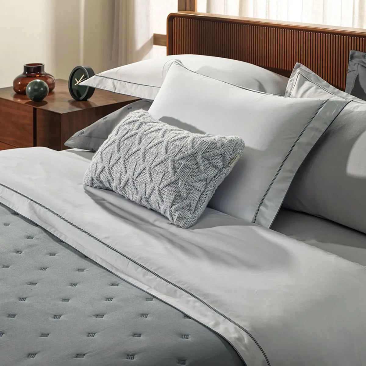 Juego de Sábanas para Cama Doble, 200 hilos, con bordado Juno