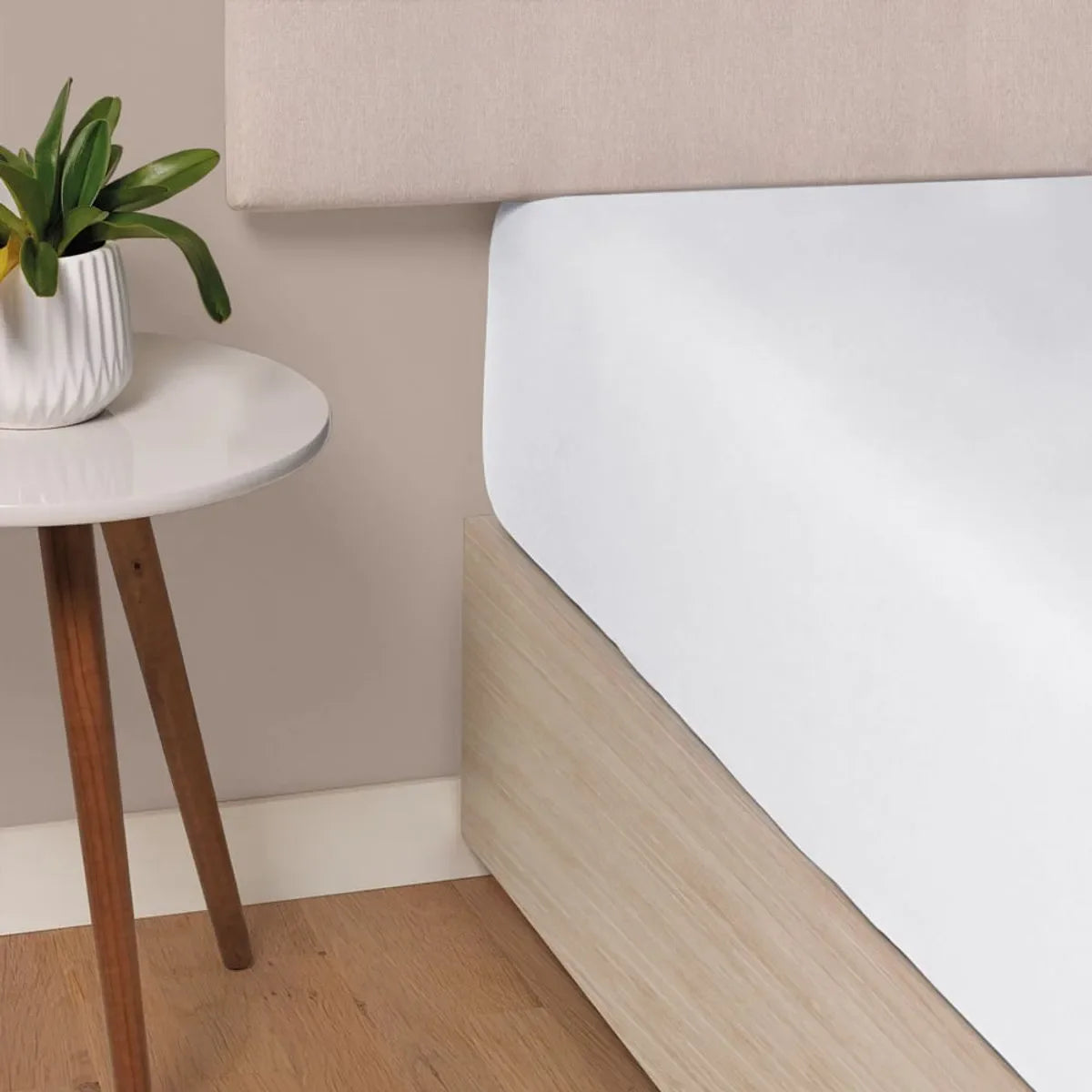 Sábana Ajustable Tamaño Queen, 100 % algodón, color blanco