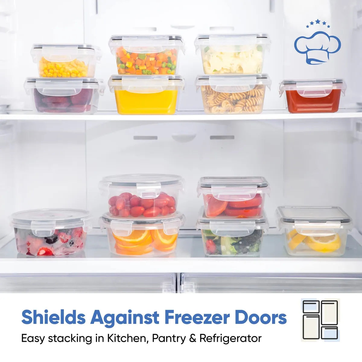 Set 12 Organizador Para Refrigerador Y Cocina Contenedores Con Tapa