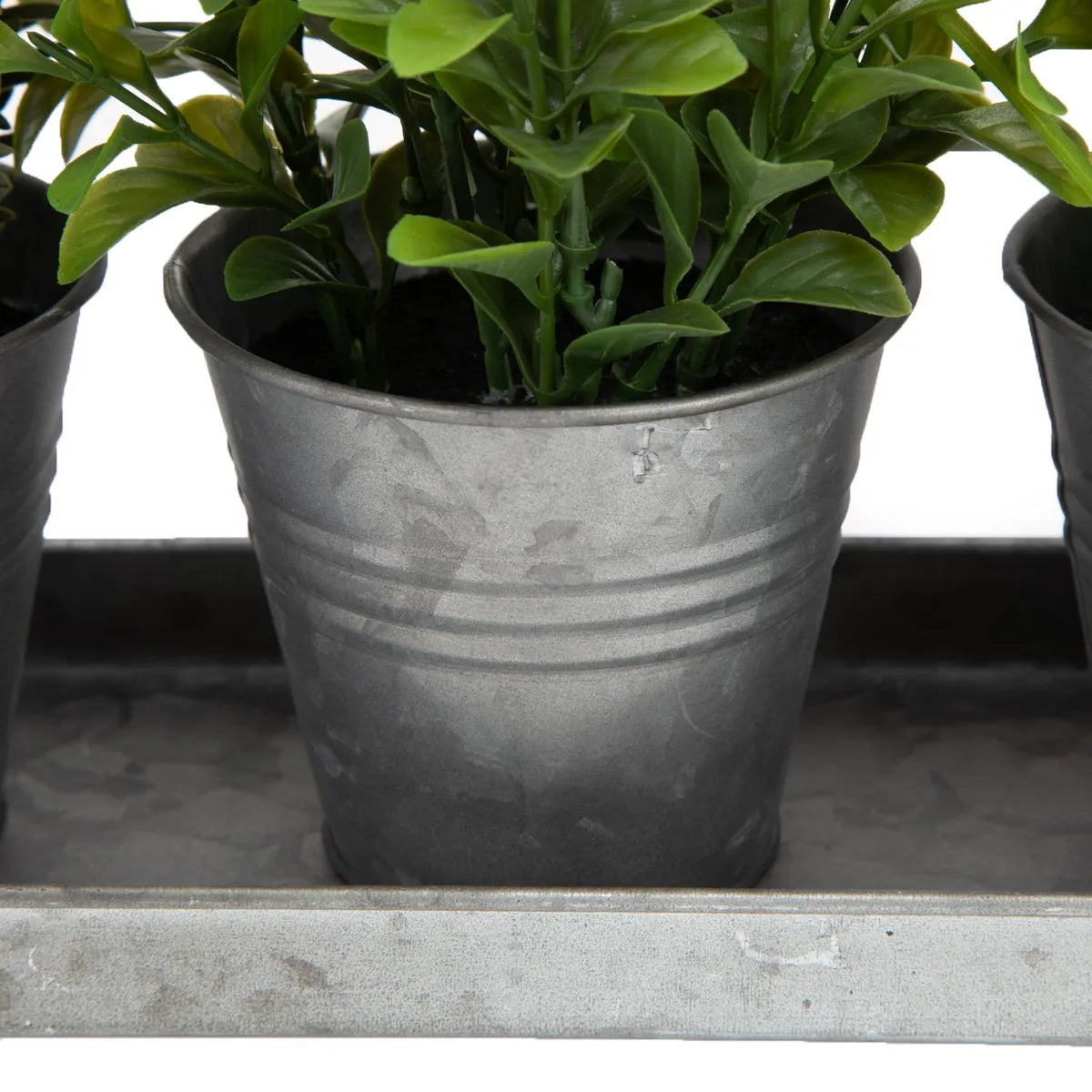 Set 3 Plantas Artificiales Con Macetero 36.8 Cm Con Bandeja Mica
