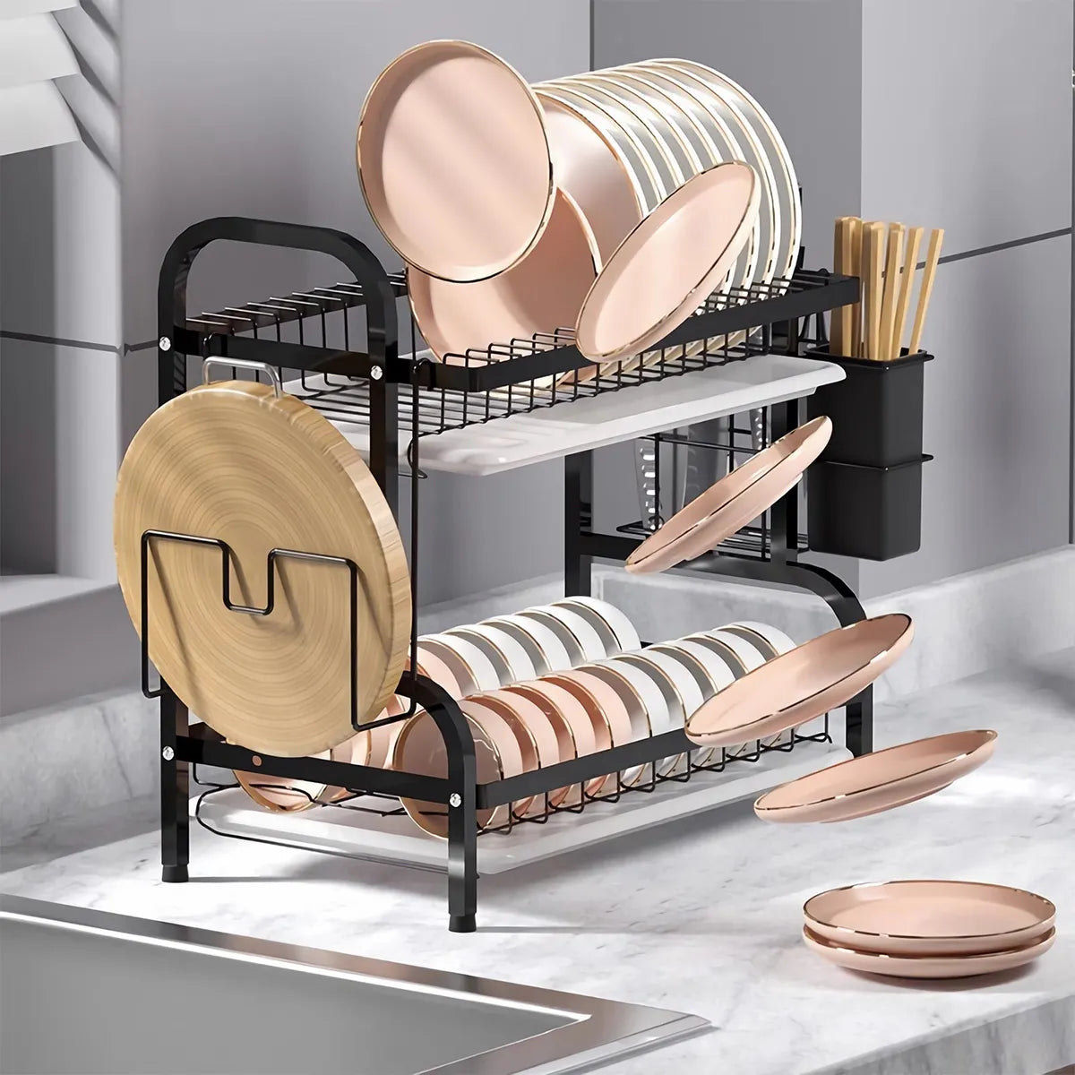 Secador Escurridor De Platos Loza Vajilla 2 Niveles Secaplato Cocina